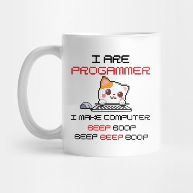 I Are Programmer Beep Boop Cute Programmer Cat by Junalben Mamaril